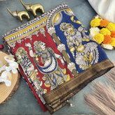 Vriksham Red Kalamkari Saree with Nizam Border-VS4311